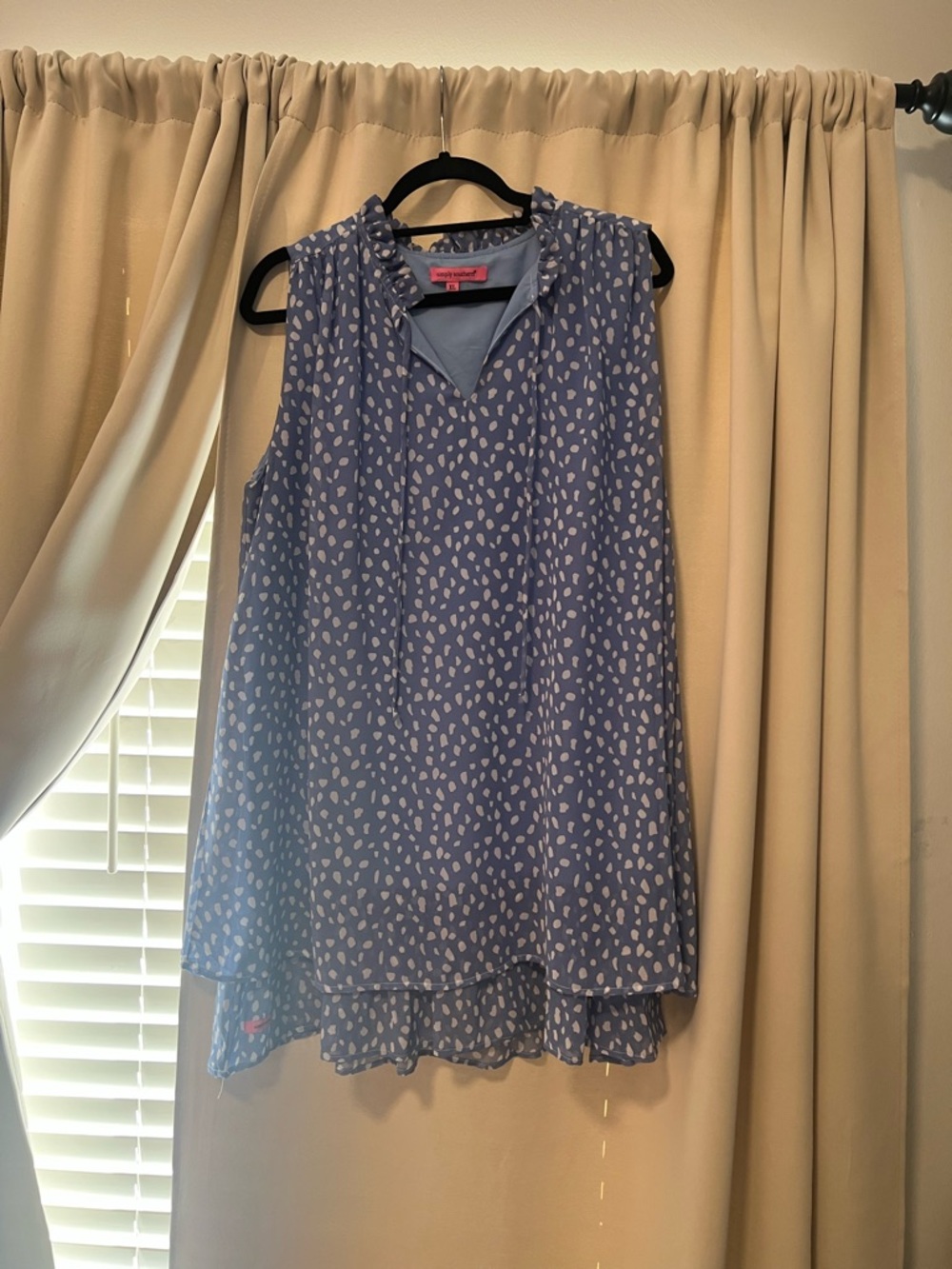 Simply Southern Slate Blue Sleeveless Printed V-Neck Dress